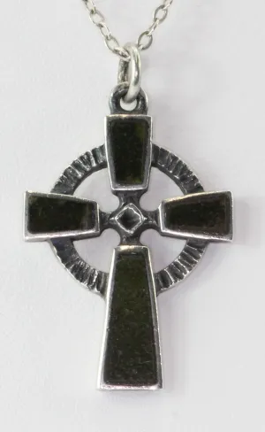 Vintage Sterling Silver & Green Agate Irish Celtic Cross
