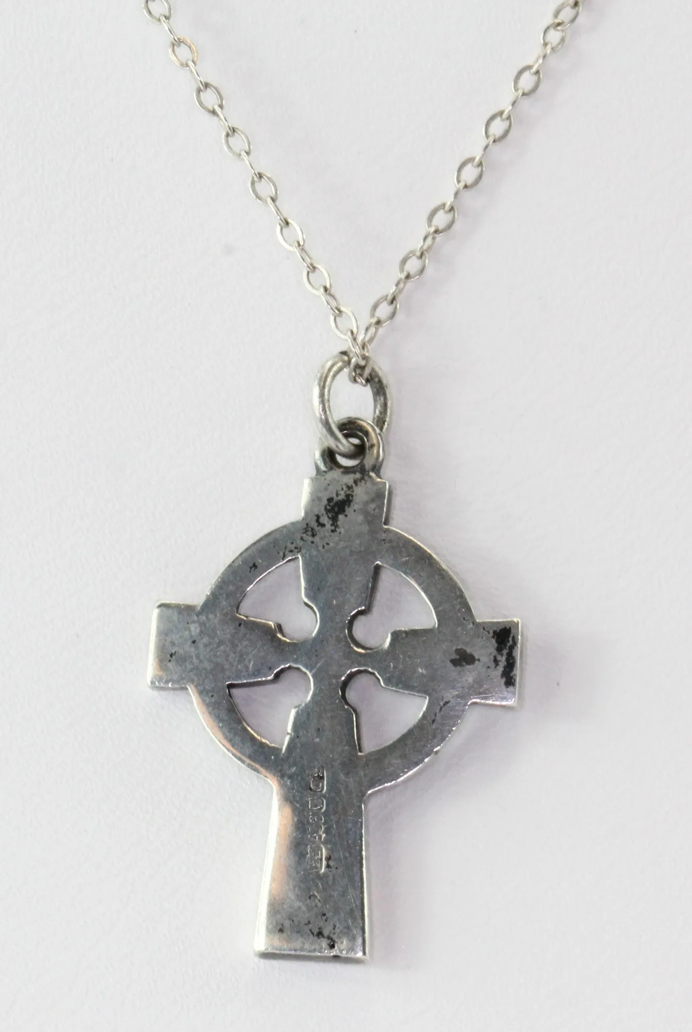 Vintage Sterling Silver & Green Agate Irish Celtic Cross