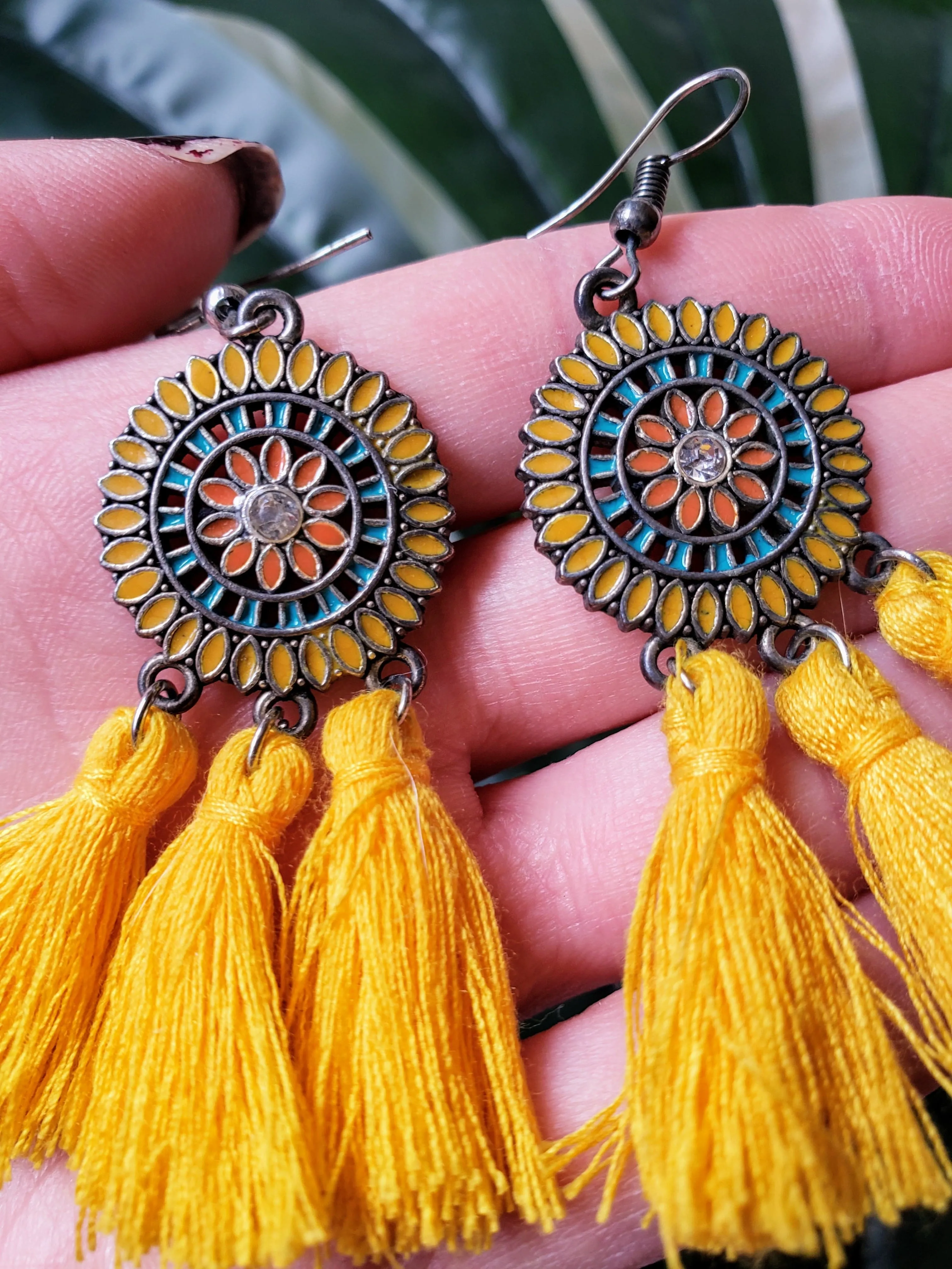 Vintage - Yellow Tassel Earrings
