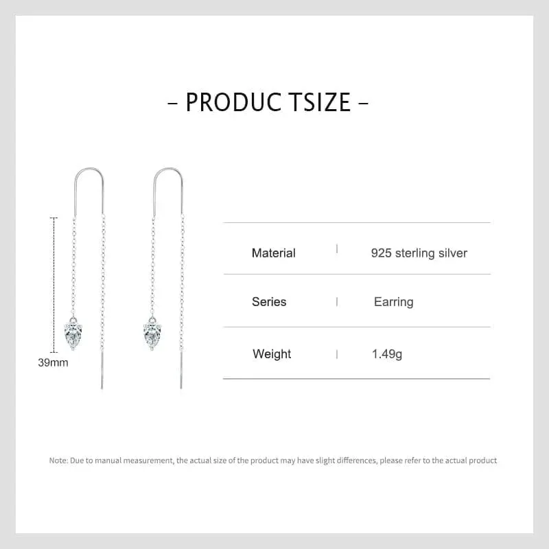 Water Drop Tassel Earrings, Sterling Silver