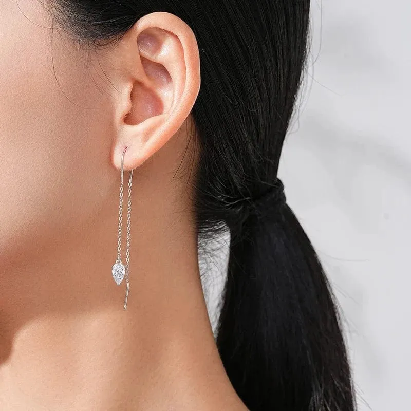 Water Drop Tassel Earrings, Sterling Silver