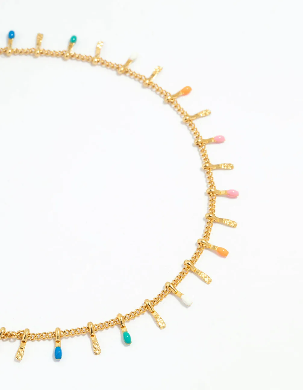 Waterproof Gold Plated Stainless Steel Multicoloured Beaded Anklet