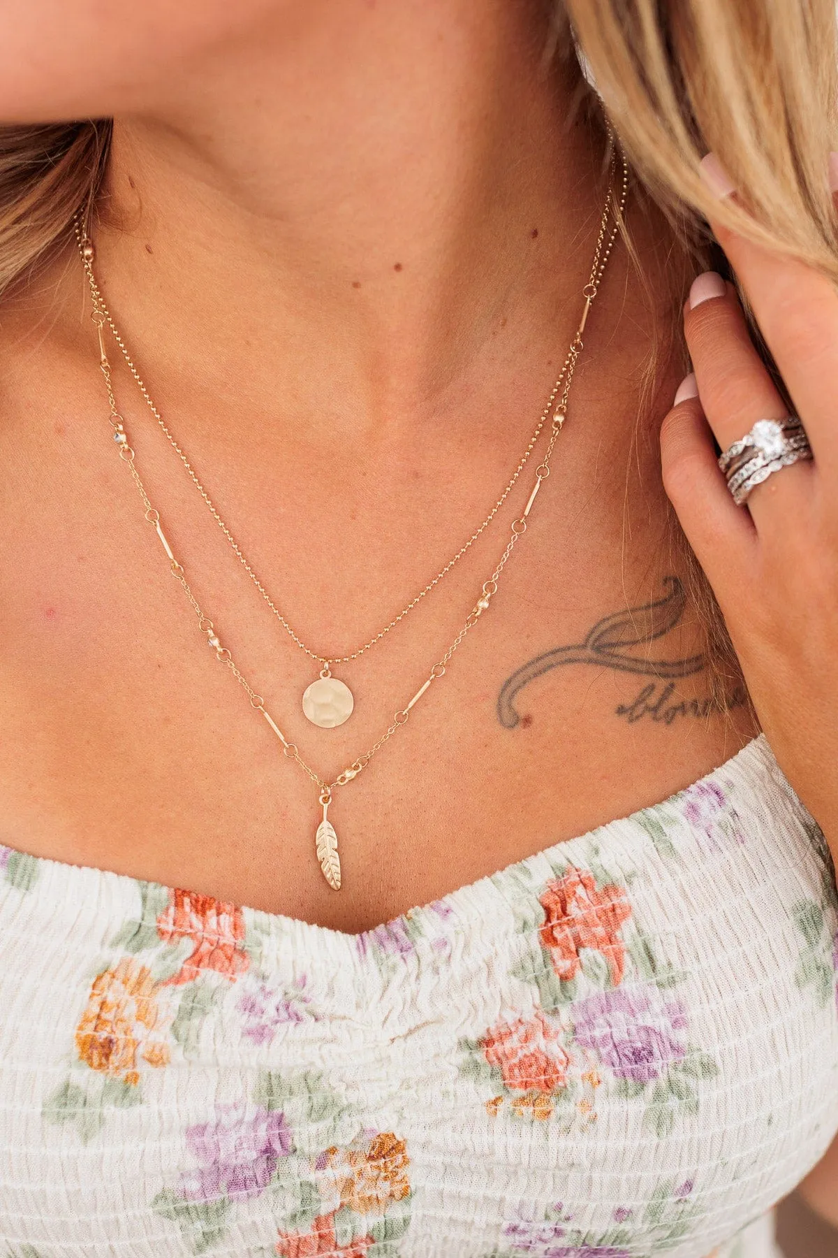 Whispering Winds Necklace Set- Gold
