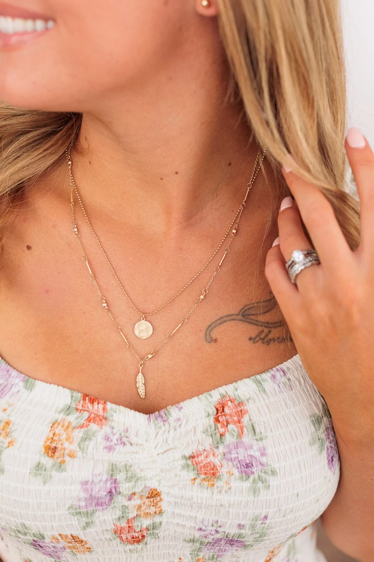 Whispering Winds Necklace Set- Gold
