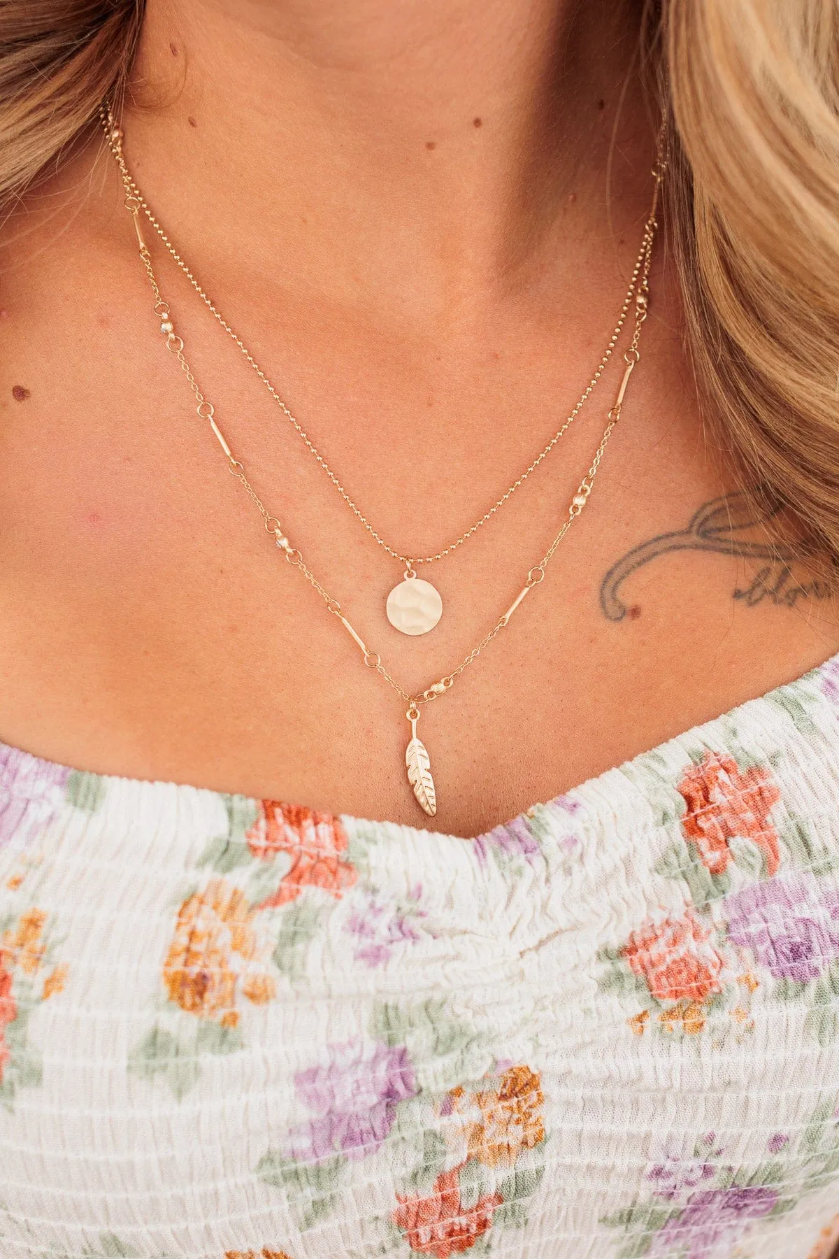 Whispering Winds Necklace Set- Gold