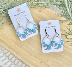 White & turquoise granite drop dangles