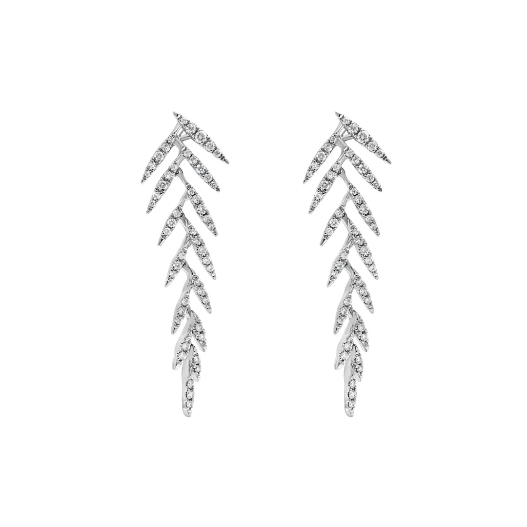 White Gold & Diamond Allure Feather Earrings