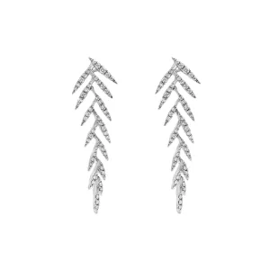 White Gold & Diamond Allure Feather Earrings