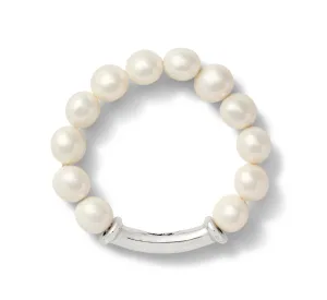 White Pebble Tube Bracelet - Sterling Silver