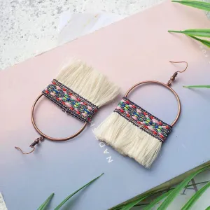 White Tassel Earrings