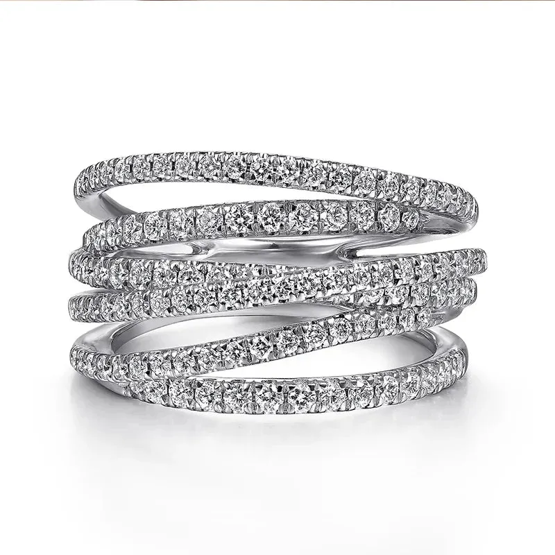 Wide Ring for Women Gold Color Luxury Twist Design Band Cocktail Rings Fashion Female Accessories Party Jewelry