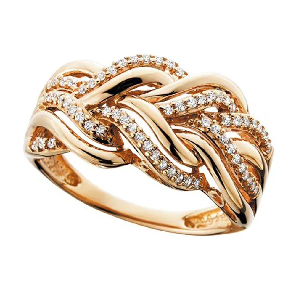 Wide Ring for Women Gold Color Luxury Twist Design Band Cocktail Rings Fashion Female Accessories Party Jewelry