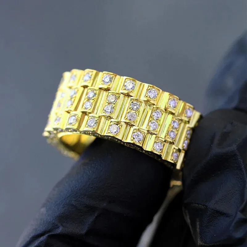 Wide Ring for Women Gold Color Luxury Twist Design Band Cocktail Rings Fashion Female Accessories Party Jewelry