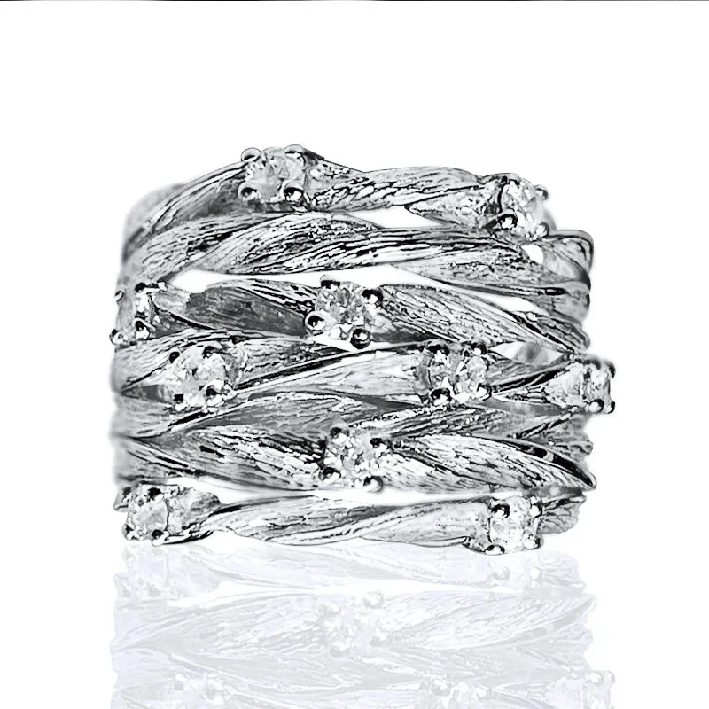 Wide Ring for Women Gold Color Luxury Twist Design Band Cocktail Rings Fashion Female Accessories Party Jewelry