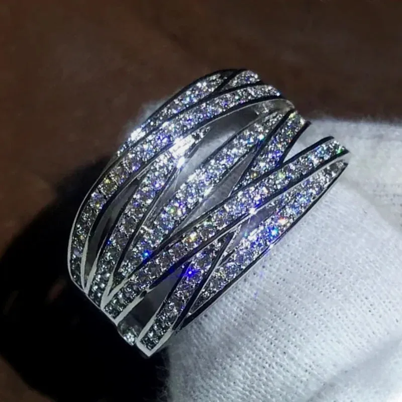 Wide Ring for Women Gold Color Luxury Twist Design Band Cocktail Rings Fashion Female Accessories Party Jewelry