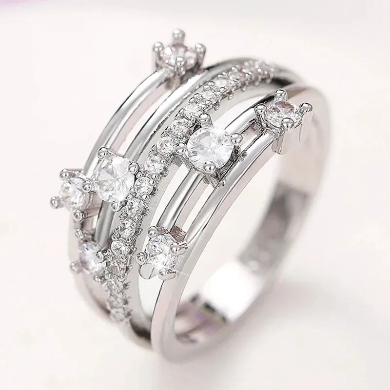 Wide Ring for Women Gold Color Luxury Twist Design Band Cocktail Rings Fashion Female Accessories Party Jewelry