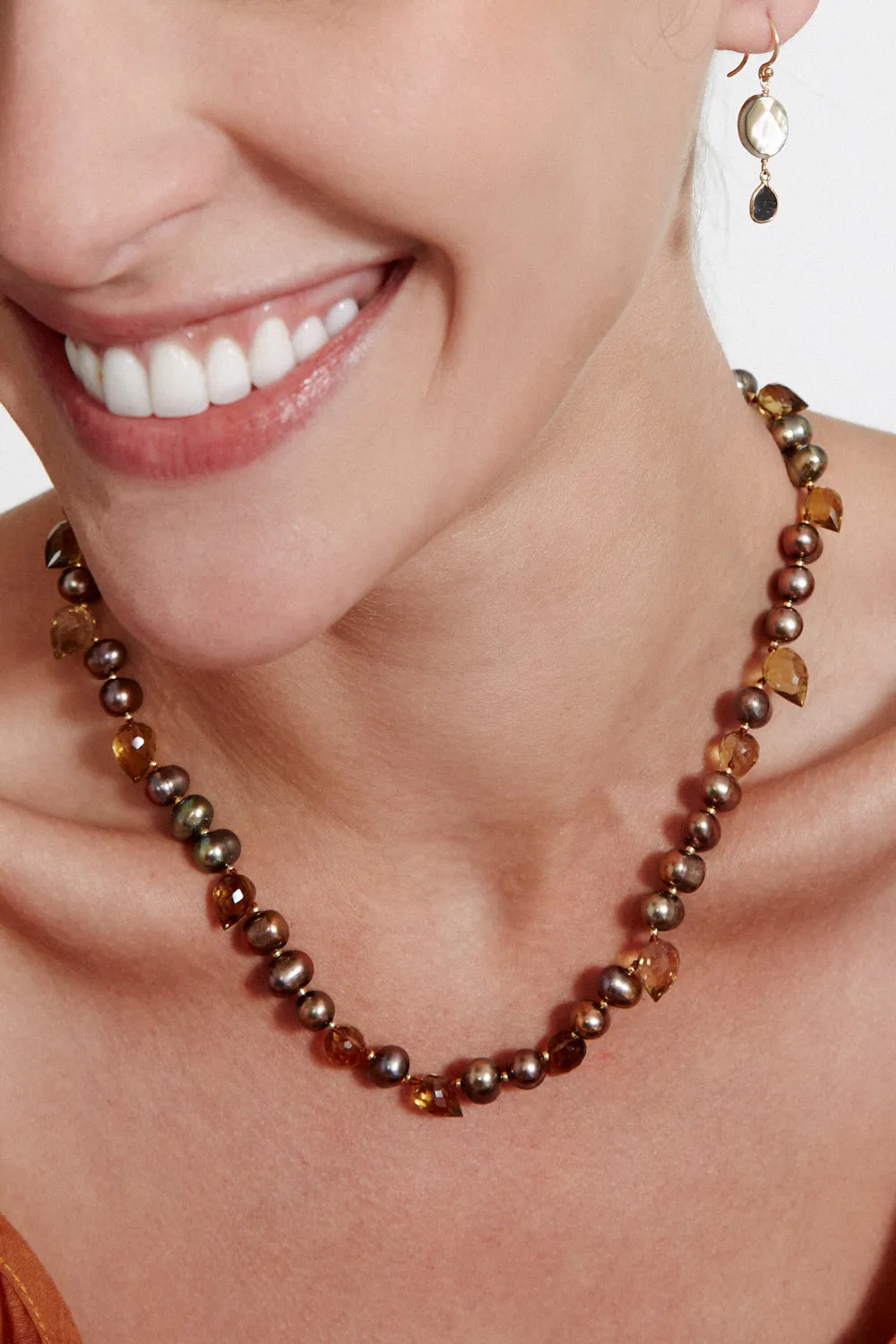 Willa Necklace in Taupe Pearl Mix