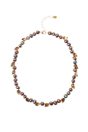 Willa Necklace in Taupe Pearl Mix