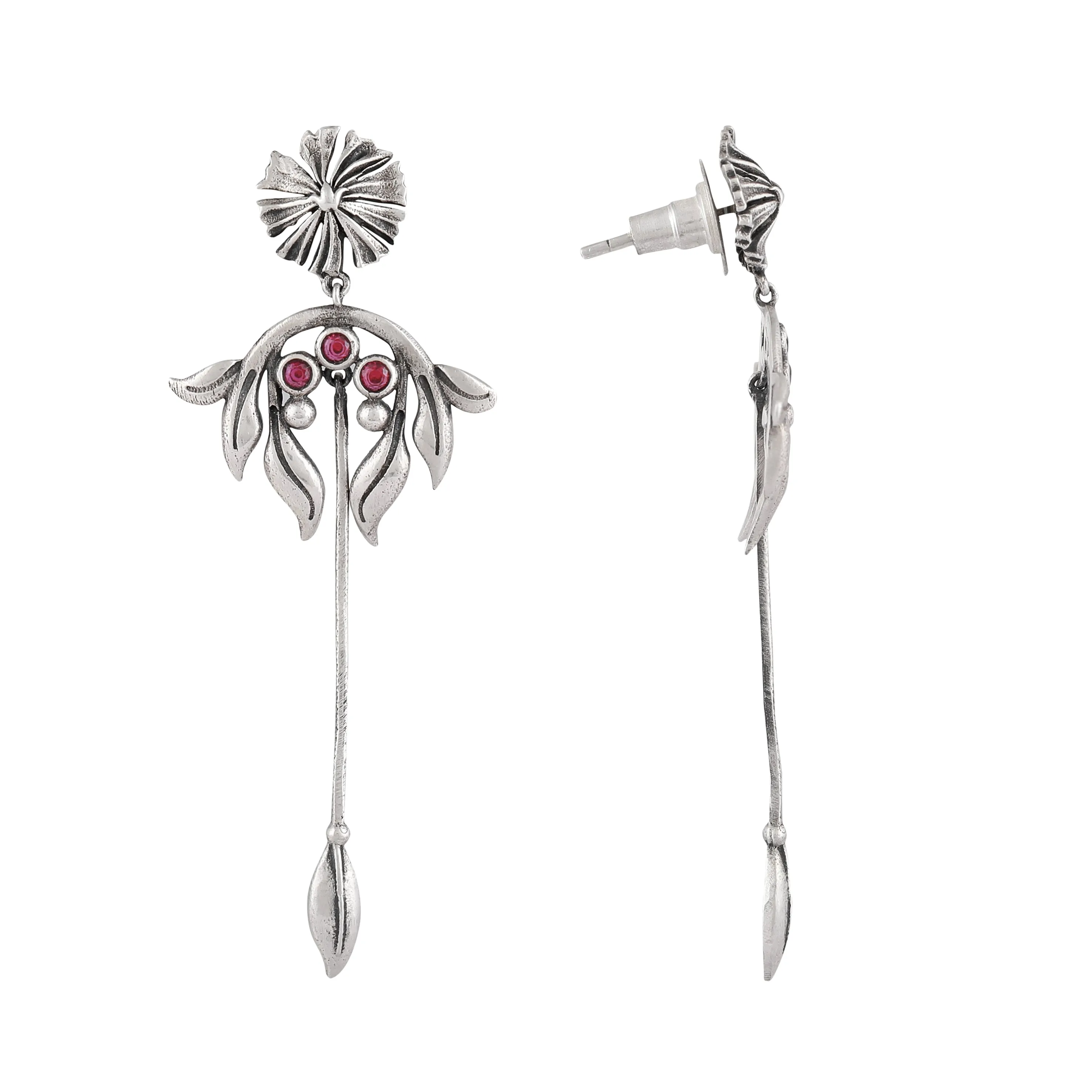 William Morris - Stem Lilly Silver Dangling Earrings by Moha