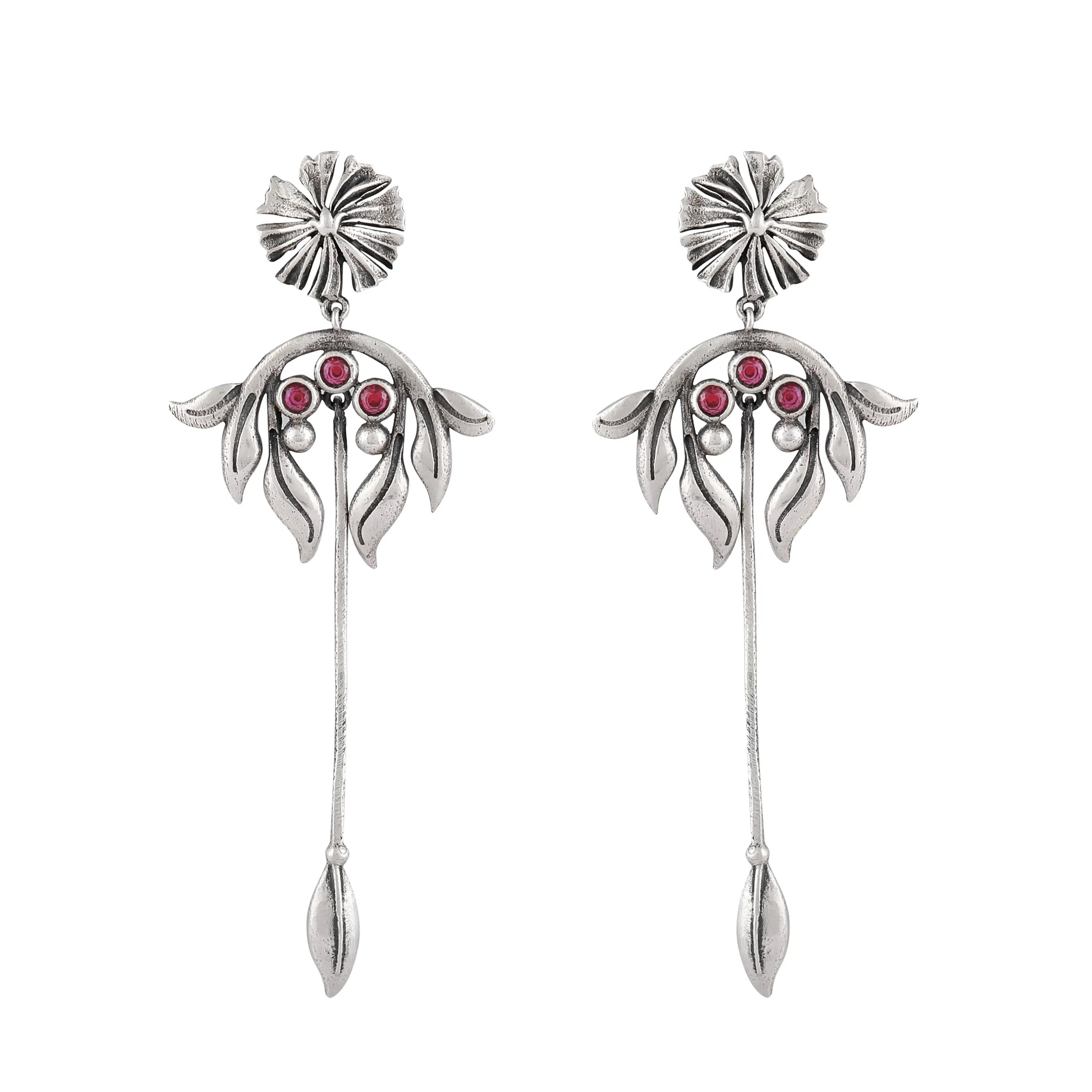 William Morris - Stem Lilly Silver Dangling Earrings by Moha