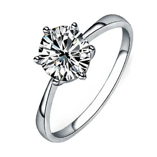 Women Clear Zircon Inlaid Wedding Bridal Engagement Party Jewelry Ring Size 6-9 5LLR