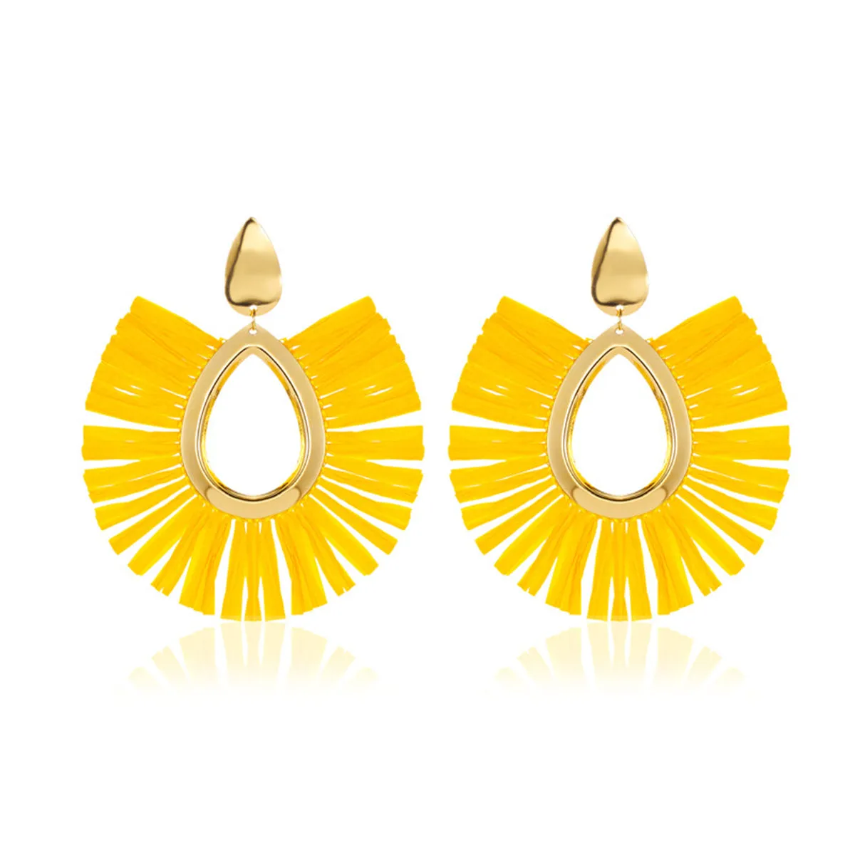 Yellow Raffia & 18K Gold-Plated Tassel Drop Earrings
