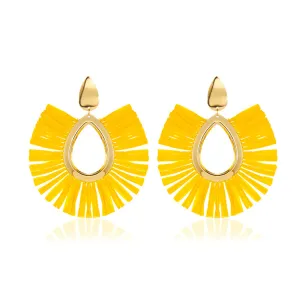 Yellow Raffia & 18K Gold-Plated Tassel Drop Earrings