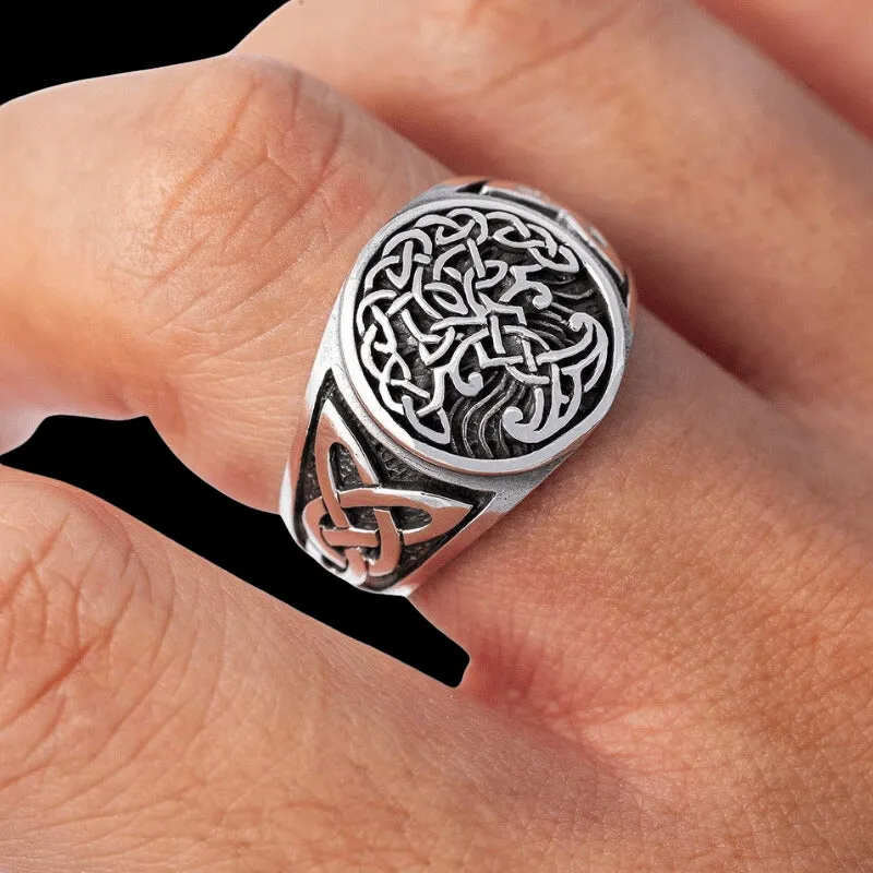 Yggdrasil Silver Signet Ring