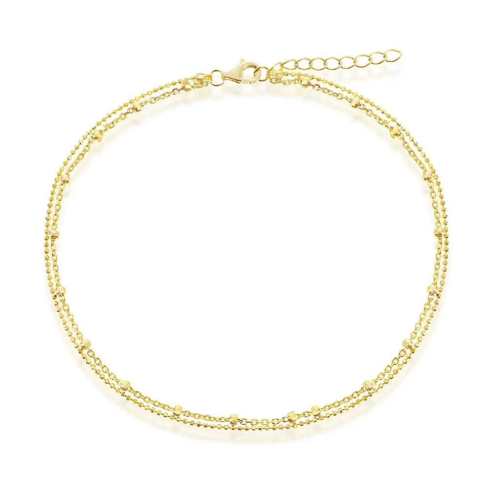 YGP Sterling Double Strand Beaded Anklet